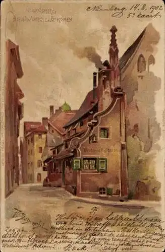 Künstler Litho Schmohl, P., Nürnberg in Mittelfranken Bayern, Bratwurstglöcklein