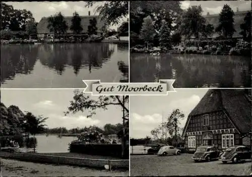 Ak Großenkneten Niedersachsen, Gut Moorbeck, Bes. G. Stolle, Blick vom Wasser aus, Uferpartie