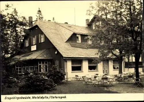 Ak Kipsdorf Altenberg im Erzgebirge, Erzgebirgsbaude, Terrasse
