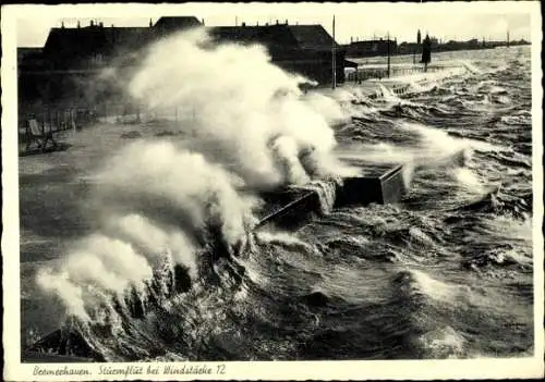 Ak Bremerhaven, Sturmflut, Windstärke 12
