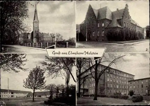 Ak Elmshorn in Holstein, Stiftskirche, Amtsgericht, Friedrich Ebert Schule, Krankenhaus