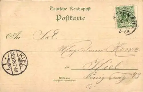 Litho Friedrichsort Kiel, Kaserne, Hafen, Kriegsschiffe