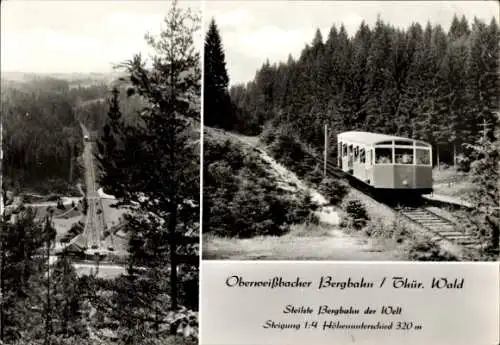 Ak Oberweißbacher Bergbahn, Thüringer Wald, Steigung, Standseilbahn