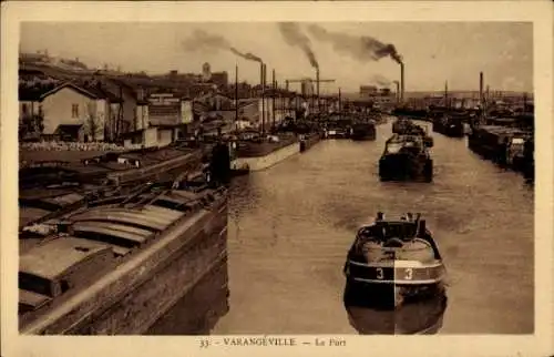 Ak Varangeville Meurthe et Moselle, Hafen, Schornsteine