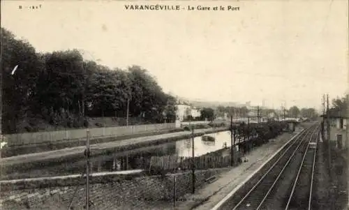 Ak Varangeville Meurthe et Moselle, Bahnhof, Hafen