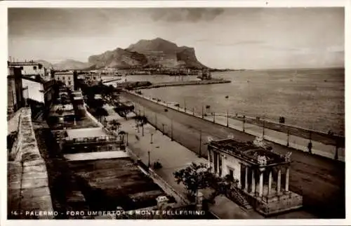 Ak Palermo Sizilien Sicilia Italien, Foro umberto i. e monte Pellegrino