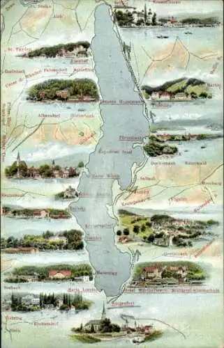 Landkarten Ak Velden am Wörther See in Kärnten Österreich, Klagenfurt, Reifnitz, Krumpendorf