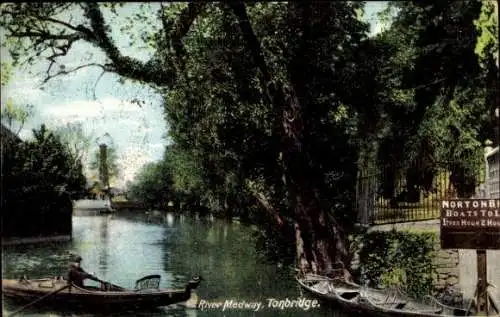 Ak Tonbridge Kent England, Fluss Medway