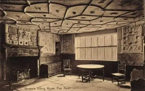 Ak Conway Conwy Wales, Plas Mawr, Wohnzimmer der Königin