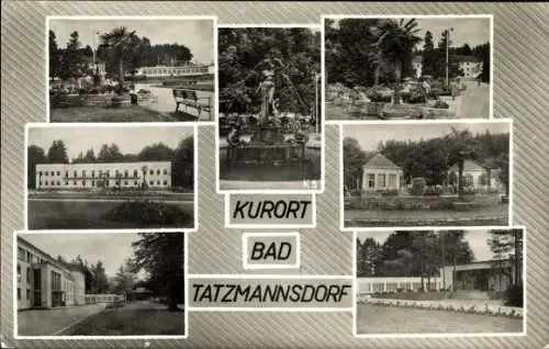 Ak Bad Tatzmannsdorf im Burgenland, Teilansichten, Brunnen, Park