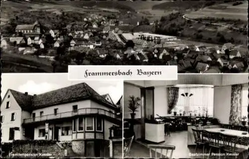 Ak Frammersbach im Spessart Unterfranken, Panorama, Terrassengaststätte und Fremdenpension Kessler
