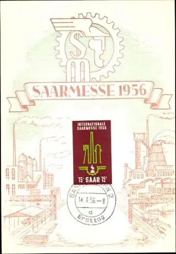 Künstler Ak Internationale Saarmesse 1956, 14. bis 19. April 1956