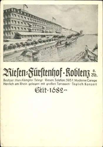 Ak Koblenz am Rhein, Riesen-Fürstenhof