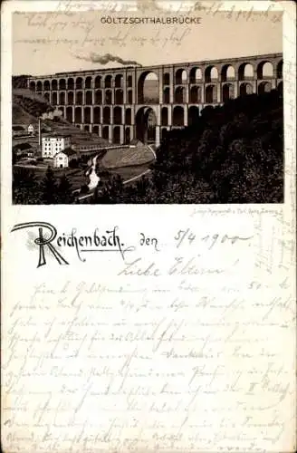 Litho Mylau Reichenbach im Vogtland, Göltzschtalbrücke