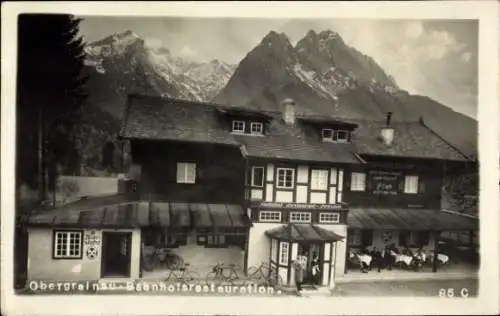 Foto Ak Obergrainau Grainau in Oberbayern, Bahnhofsrestauration