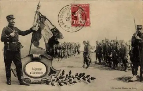 Ak Französische Infanterie, Landesflagge