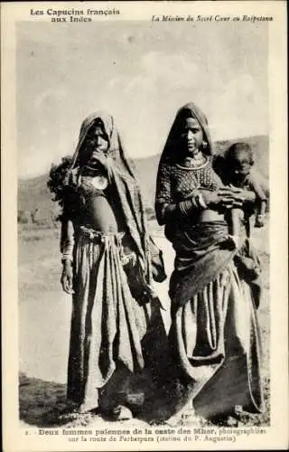 Ak Les Capucins francais aux Indes, Mission du Sacré Coeur au Rajputana, deux femmes paiennes, Mher