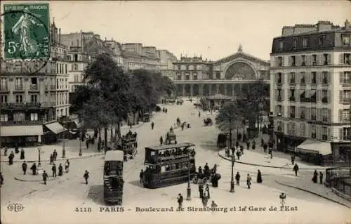 Ak Paris X, Boulevard de Straßburg, Gare de l’Est