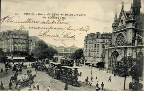 Ak Paris X, Boulevard de Straßburg, Gare de l’Est