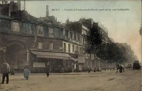 Ak Paris X, Faubourg Saint Martin, aufgenommen in der Rue Lafayette