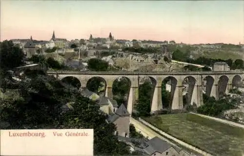 Ak Luxemburg Luxembourg, Gesamtansicht, Viadukt