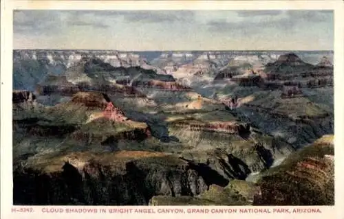 Ak Grand Canyon Arizona USA, Cloud Shadows in Bright Angel Canyon