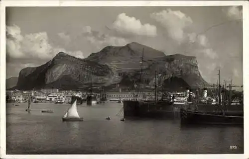 Ak Palermo Sizilien Sicilia Italien, Hafen, Monte Pellegrino