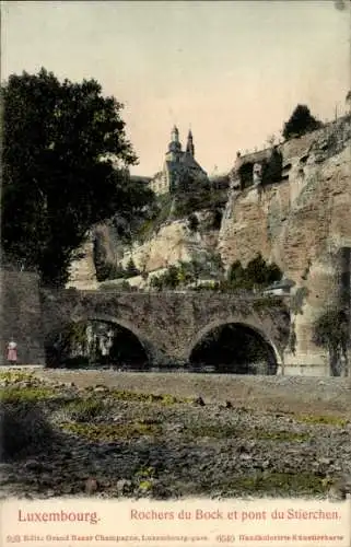 Ak Luxemburg, Rochers du Bock et pont du Stierchen