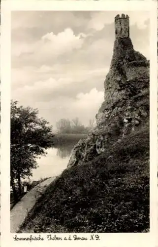 Ak Devín Theben an der Donau Pozsony Pressburg Bratislava Slowakei, Berg mit Ruine