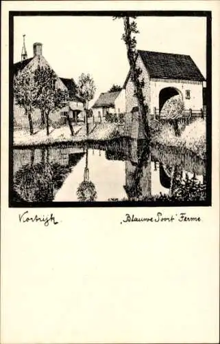 Künstler Ak Wolf, Kortrijk Courtrai Westflandern, Ferme Blauvre Poort
