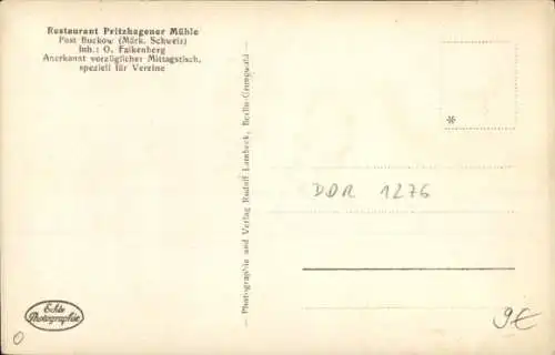 Ak Buckow in der Märkischen Schweiz, Pritzhagener Mühle