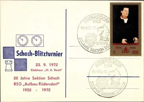 Ak Rüdersdorf bei Berlin, 20 Jahre Sektion Schach, BSG Aufbau Rüdersdorf, Schach-Blitzturnier