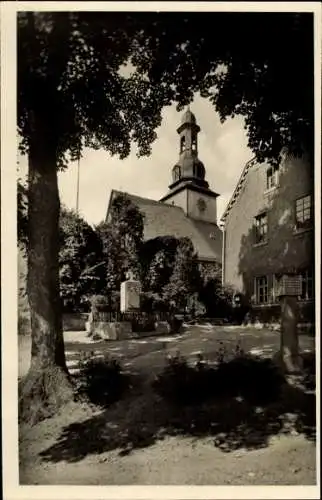 Ak Bernstein Schwarzenbach am Wald in Oberfranken, Durchblick zur Kirche