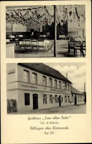 Ak Döllingen Plessa an der Elster, Gasthaus Zum alten Fritz, Fleischerei