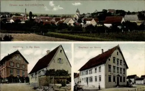Ak Neubronn Weikersheim in Tauberfranken Württemberg, Gesamtansicht, Gasthaus zur Sonne, Geschäft