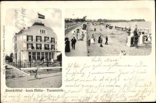 Ak Ostseebad Travemünde Lübeck, Strand, Strandhotel