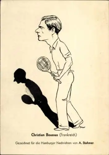Künstler Ak Stahmer, A., Tennisspieler Christian Boussus, Hamburger Nachrichten, Meisterschaft 1931