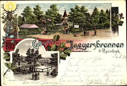 Litho Reinbek in Schleswig Holstein, Gasthaus Jägersbronnen