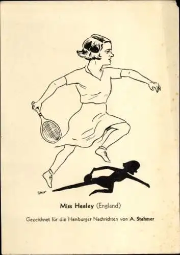 Künstler Ak Stahmer, A., Tennisspielerin Miss Heeley, Hamburger Nachrichten, Meisterschaft 1931