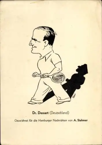 Künstler Ak Stahmer, A., Tennisspieler Dr. Dessart, Hamburger Nachrichten, Meisterschaft 1931
