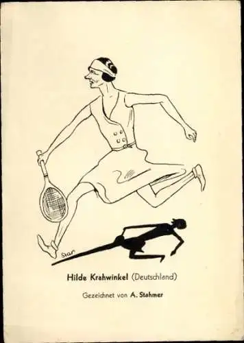 Künstler Ak Stahmer, A., Tennisspielerin Hilde Krahwinkel, Hamburger Nachrichten, Meisterschaft 1931