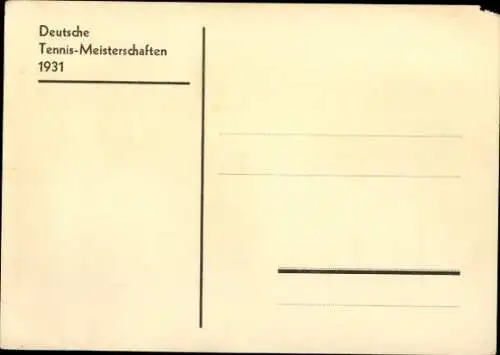 Künstler Ak Stahmer, A., Tennisspieler N. Sharpe, Hamburger Nachrichten, Meisterschaft 1931