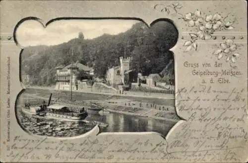 Passepartout Ak Meißen in Sachsen, Geipelburg an der Elbe