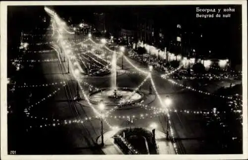 Ak Beograd Belgrad Serbien, Straßenpartie bei Nacht