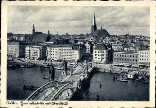 Ak Szczecin Stettin Pommern, Hansa Brücke, Ortspanorama