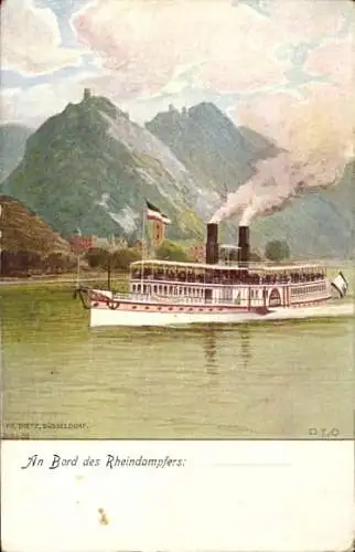 Künstler Ak Detering, Rheindampfer, Rhein Dampfschifffahrt Kölnische und Düsseldorfer Gesellschaft