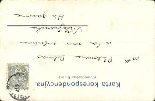 Jugendstil Künstler Ak Paar in polnischen Trachten