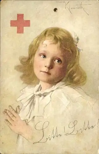 Künstler Ak Klamroth, Leipzig, Rote Kreuz Sammlung 1914, betendes Mädchen