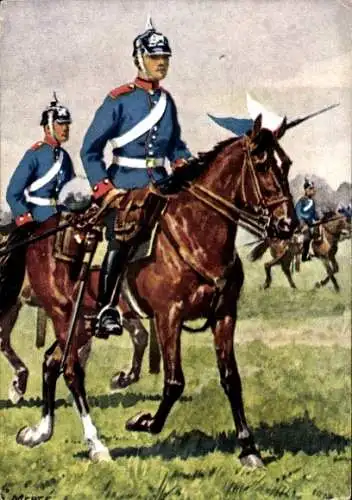 Künstler Ak Döbrich Steglitz, 1. Schweres Reiter-Regiment Prinz Karl von Bayern