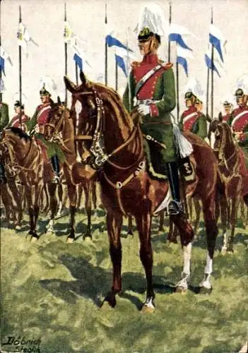 Künstler Ak Döbrich Steglitz, 1. Chevaulegers-Regiment Kaiser Nikolaus von Russland